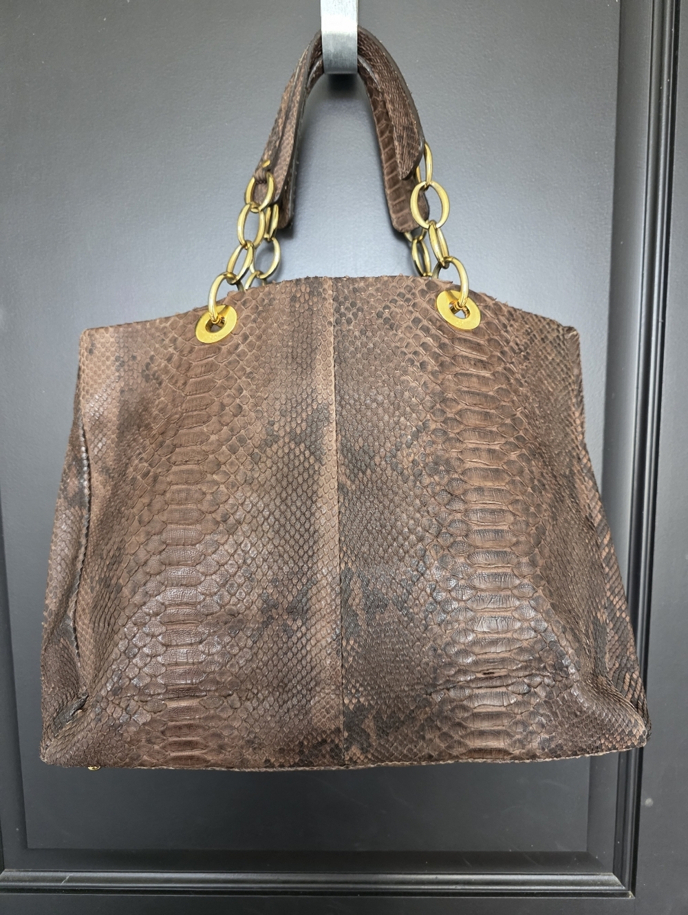 VTG Authentic Christian Dior Paris Exotic Leather Python Handbag Certified 12x15 - Picture 7 of 16